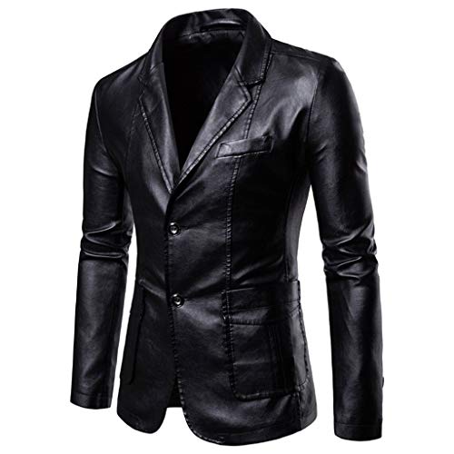 Luckycat Hombres Cuero Chaquetas De Traje Y Americanas Informal Business Casual Blazer Slim Fit Chaquetas de Traje Casual para Hombre Chaqueta Slim Fit Trajes de Abrigo Chaqueta Casual sólida Tops