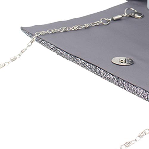 Luckycat Mujer de Bolsos Bolso de noche elegante del hombro del embrague del partido del brillo bolsa para Mujer Gris