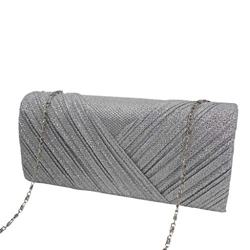 Luckycat Mujer de Bolsos Bolso de noche elegante del hombro del embrague del partido del brillo bolsa para Mujer Gris