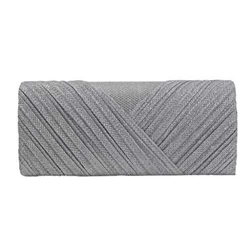 Luckycat Mujer de Bolsos Bolso de noche elegante del hombro del embrague del partido del brillo bolsa para Mujer Gris