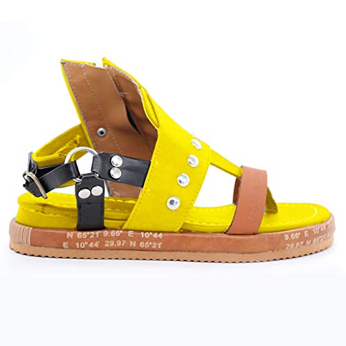 Luckycat Mujer Sandalias Planas Verano Tobillo Correa Hebilla Zapatillas Plataforma Zapatos Plano Cómodos Sandalia con Pulsera para Mujer Sandalias de Talón Abierto para Mujer