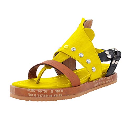 Luckycat Mujer Sandalias Planas Verano Tobillo Correa Hebilla Zapatillas Plataforma Zapatos Plano Cómodos Sandalia con Pulsera para Mujer Sandalias de Talón Abierto para Mujer