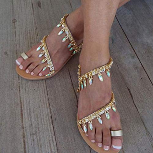 Luckycat Sandalias De Vestir Plano para Mujer Verano Primavera 2020 Calzado Chanclas Fiesta Playa Elegantes Sandalias De Punta Abierta Roma Casual Fiesta Cómodo