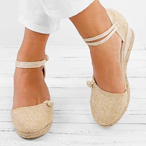 Luckycat Sandalias Mujer Cuña Alpargatas Plataforma Bohemias Romanas Mares Playa Gladiador Verano Tacon Planas Zapatos Zapatillas