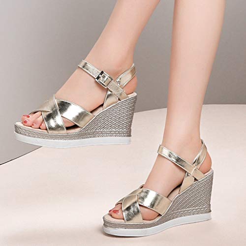 Luckycat Sandalias Mujer Verano 2020 Color Sólido De Punta Abierta con Sandalias De Mujer Sandalias Tacones Altos Zapatillas Zapatos Chanclas Tacon Estilo Bohemio