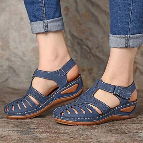 Luckycat Sandalias Punta Cerrada para Mujer Sandalias de Verano de Cuero Sandalias Planas Cómodos Sandalias Mujer de Cuero Planas Cómodos Casual Mocasines Loafers Moda Zapatos Plano Verano Sandalias