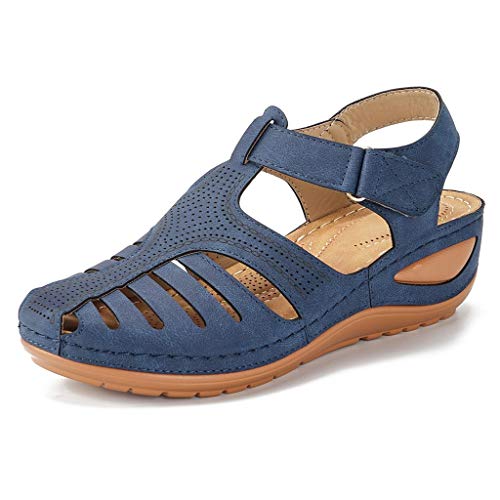 Luckycat Sandalias Punta Cerrada para Mujer Sandalias de Verano de Cuero Sandalias Planas Cómodos Sandalias Mujer de Cuero Planas Cómodos Casual Mocasines Loafers Moda Zapatos Plano Verano Sandalias