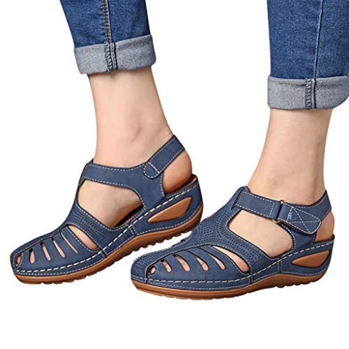 Luckycat Sandalias Punta Cerrada para Mujer Sandalias de Verano de Cuero Sandalias Planas Cómodos Sandalias Mujer de Cuero Planas Cómodos Casual Mocasines Loafers Moda Zapatos Plano Verano Sandalias