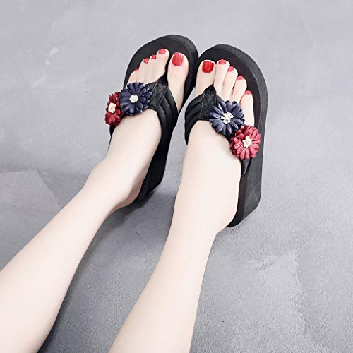 Luckycat Sandalias y Chancletas Mujer Verano 2019 Zapatos de Playa con Sandalias de Tanga de Fondo Grueso Moda Retro Playa Sandalias de Plataforma Zapatillas Moda Sandalias