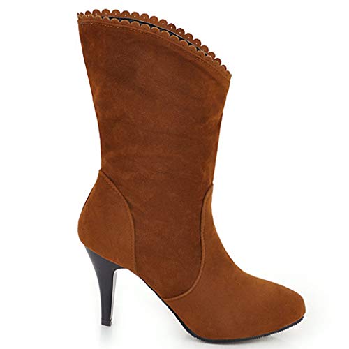 Luckycat Terciopelo Botas de Mujer Altas Invierno Tacon Bajo Largas Planas 2019 hasta Las Rodillas Forrado de Piel Botas Denieve Cómodo Calzado Informal Sin Cordones