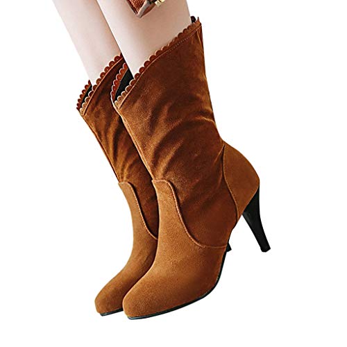 Luckycat Terciopelo Botas de Mujer Altas Invierno Tacon Bajo Largas Planas 2019 hasta Las Rodillas Forrado de Piel Botas Denieve Cómodo Calzado Informal Sin Cordones