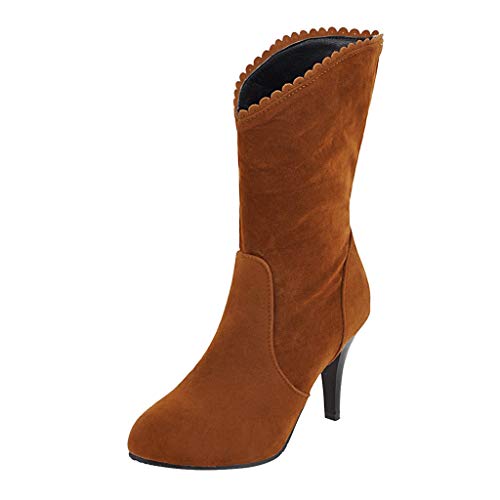 Luckycat Terciopelo Botas de Mujer Altas Invierno Tacon Bajo Largas Planas 2019 hasta Las Rodillas Forrado de Piel Botas Denieve Cómodo Calzado Informal Sin Cordones