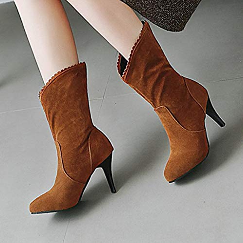 Luckycat Terciopelo Botas de Mujer Altas Invierno Tacon Bajo Largas Planas 2019 hasta Las Rodillas Forrado de Piel Botas Denieve Cómodo Calzado Informal Sin Cordones