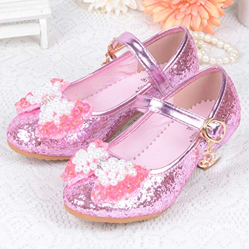 Luckycat Última Diseño Niñas Princesa Reina de Nieve Partido Zapatos Zapatos de Fiesta Sandalias Niña Bailarina Zapatos de Tacón Disfraz de Princesa niña Princesa del Otoño Lentejuelas