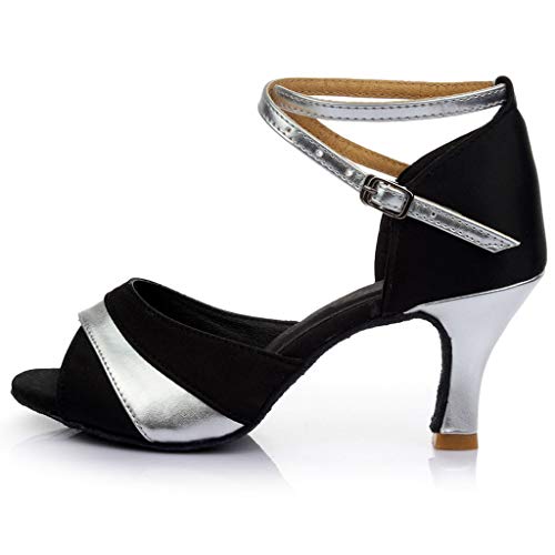 Luckycat Zapatos de tacón Alto de Baile de Salsa Latina para Mujer Rumba Zapatos de Baile de salón de Baile de vals de Vestir 7cm
