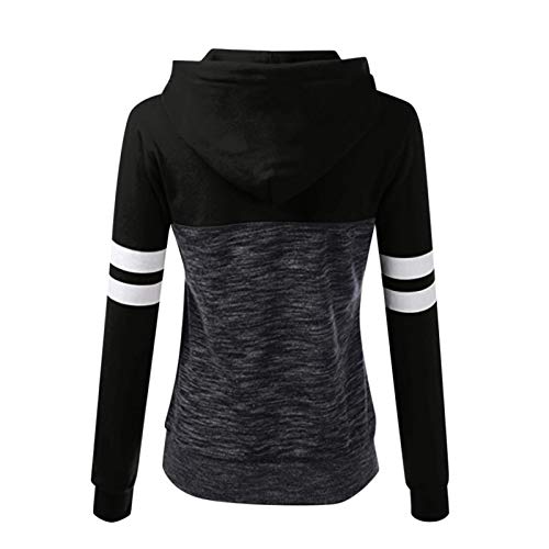 LuckyGirls Nuevo Otoño Invierno Casual Sport Contraste Manga Larga Sudadera con Capucha Pullover para Mujer