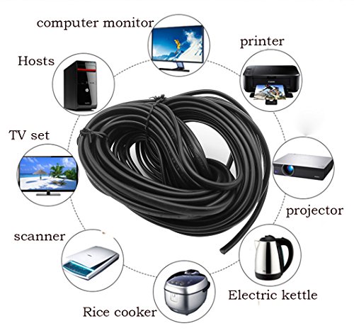 LumenTY Cable de alimentación de PVC plano negro de 2 hilos Cable de cobre resistencia a alta temperatura 2 x0.75mm2, cable de alimentación doble - Cable flexible de longitud de corte de 10 m