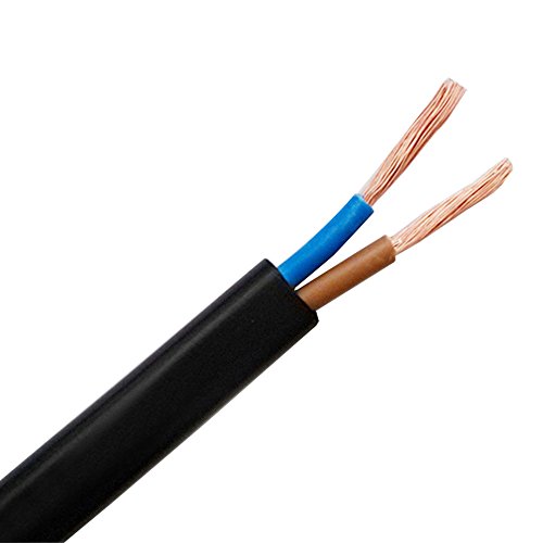 LumenTY Cable de alimentación de PVC plano negro de 2 hilos Cable de cobre resistencia a alta temperatura 2 x0.75mm2, cable de alimentación doble - Cable flexible de longitud de corte de 10 m