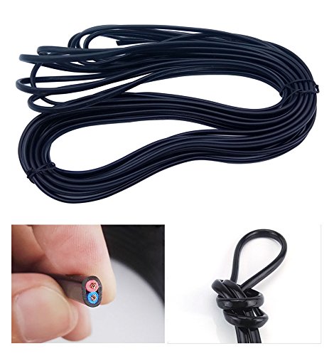 LumenTY Cable de alimentación de PVC plano negro de 2 hilos Cable de cobre resistencia a alta temperatura 2 x0.75mm2, cable de alimentación doble - Cable flexible de longitud de corte de 10 m