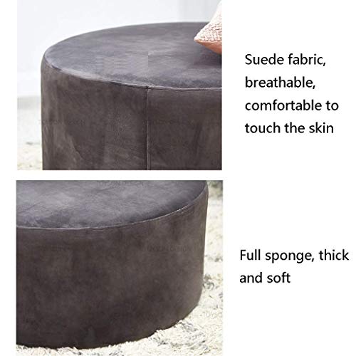 LXM Taburete redondo de terciopelo para zapatos, reposapiés otomanos, mesa lateral, banco pequeño, taburete para niños, 40 x 38 cm (color: rosa)