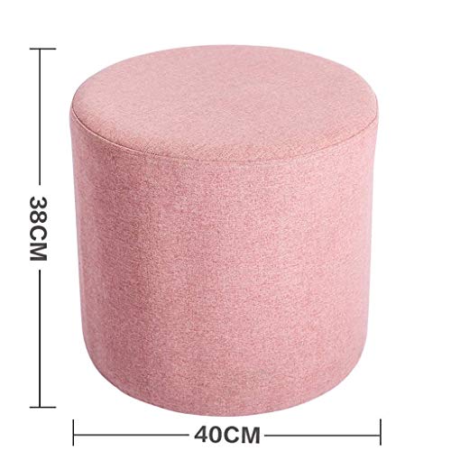 LXM Taburete redondo de terciopelo para zapatos, reposapiés otomanos, mesa lateral, banco pequeño, taburete para niños, 40 x 38 cm (color: rosa)