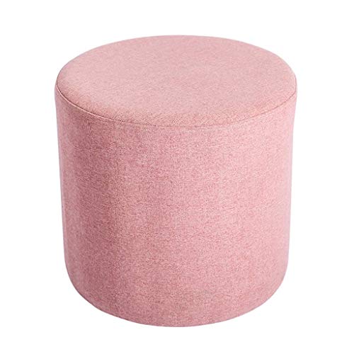 LXM Taburete redondo de terciopelo para zapatos, reposapiés otomanos, mesa lateral, banco pequeño, taburete para niños, 40 x 38 cm (color: rosa)