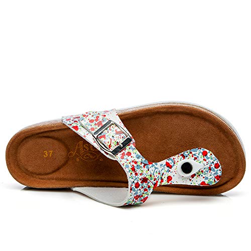 Lydee Mujer Moda Zapatos Verano Plano Slids Sandalias Playa Hebilla Slip On Thongs Outdoor Sandalias Floral ZaRan Talla 38