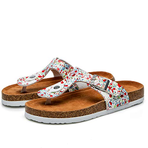 Lydee Mujer Moda Zapatos Verano Plano Slids Sandalias Playa Hebilla Slip On Thongs Outdoor Sandalias Floral ZaRan Talla 38