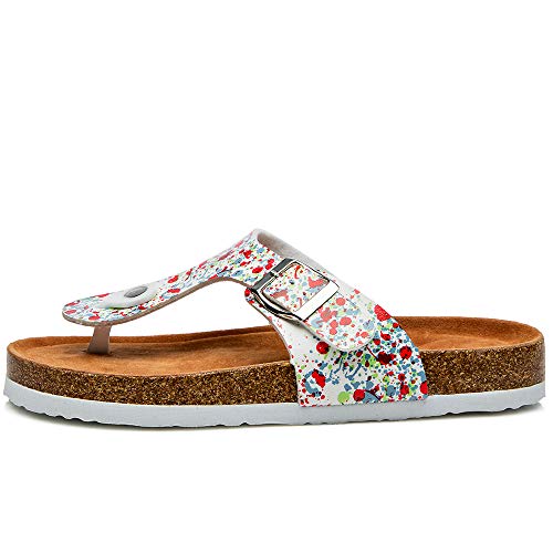 Lydee Mujer Moda Zapatos Verano Plano Slids Sandalias Playa Hebilla Slip On Thongs Outdoor Sandalias Floral ZaRan Talla 38