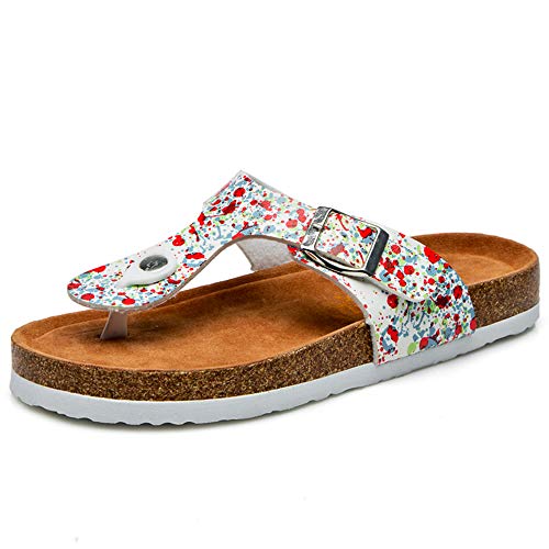Lydee Mujer Moda Zapatos Verano Plano Slids Sandalias Playa Hebilla Slip On Thongs Outdoor Sandalias Floral ZaRan Talla 38
