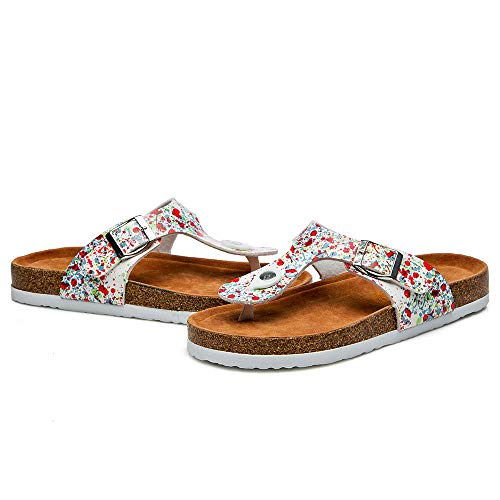 Lydee Mujer Moda Zapatos Verano Plano Slids Sandalias Playa Hebilla Slip On Thongs Outdoor Sandalias Floral ZaRan Talla 42