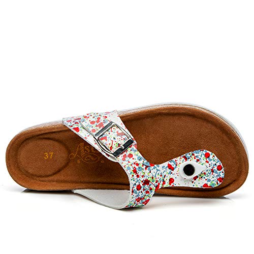 Lydee Mujer Moda Zapatos Verano Plano Slids Sandalias Playa Hebilla Slip On Thongs Outdoor Sandalias Floral ZaRan Talla 42