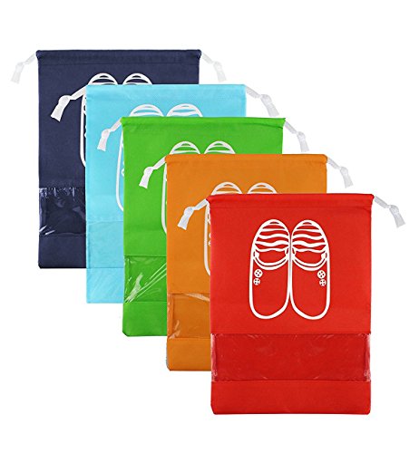 LZYMSZ Zapatos de Viaje Bolsa de Acabado Bolsa a Prueba de Polvo Zapatos Bolsa de Almacenamiento Bundle Bolsas de Organizador de Bolsillo Ventana Transparente para Botas, TAC¨®n Alto (5PCS-M)