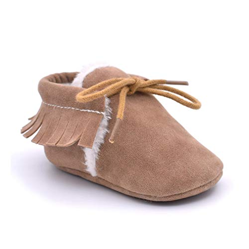 M613 Color a juego Diseño lindo Bebé Prewalker Suave antideslizante Zapatos para niños Botas casuales con flecos para el vestido diario caqui, 12 Uniquelove