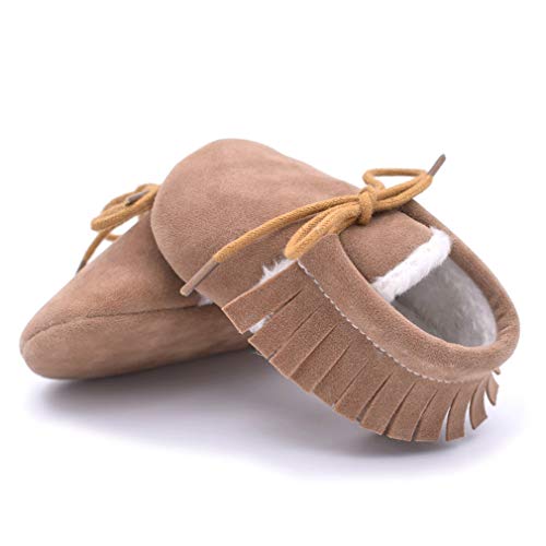 M613 Color a juego Diseño lindo Bebé Prewalker Suave antideslizante Zapatos para niños Botas casuales con flecos para el vestido diario caqui, 12 Uniquelove