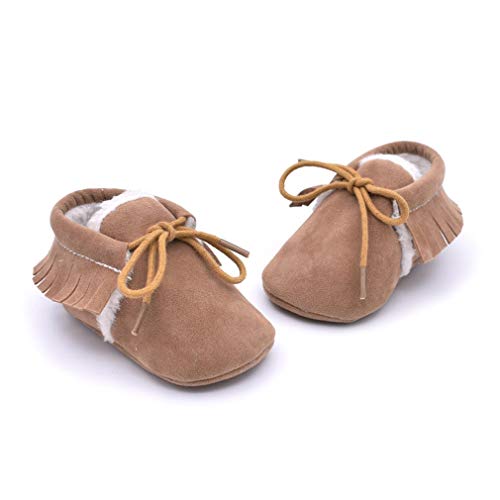 M613 Color a juego Diseño lindo Bebé Prewalker Suave antideslizante Zapatos para niños Botas casuales con flecos para el vestido diario caqui, 12 Uniquelove