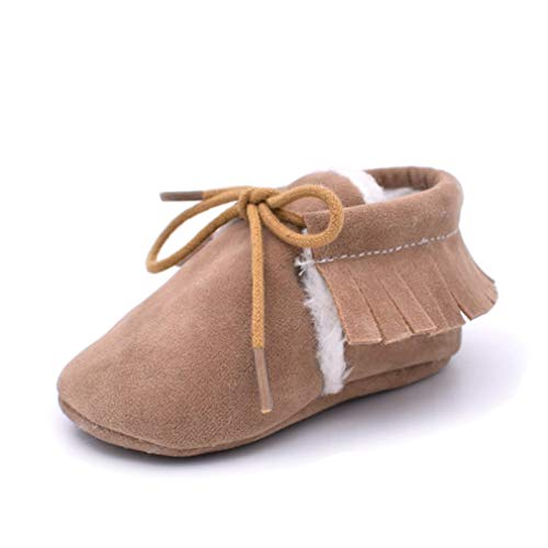 M613 Color a juego Diseño lindo Bebé Prewalker Suave antideslizante Zapatos para niños Botas casuales con flecos para el vestido diario caqui, 12 Uniquelove