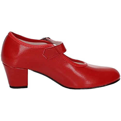 MADE IN SPAIN 15 SEVILLANAS FLAMENCOS NIÑA Zapatos TACÓN Rojo 36