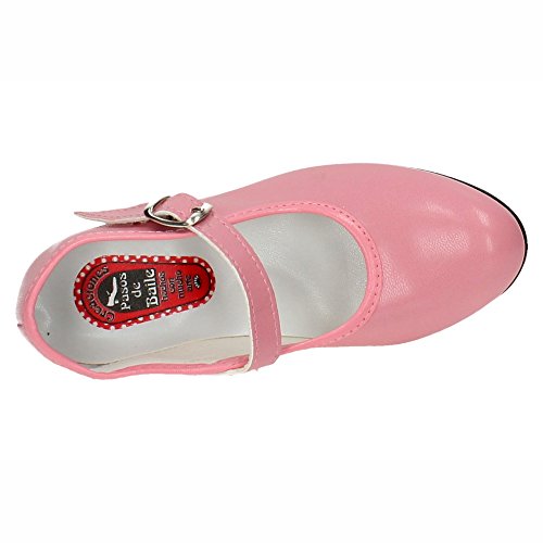 MADE IN SPAIN 15 SEVILLANAS FLAMENCOS NIÑA Zapatos TACÓN Rosa 28