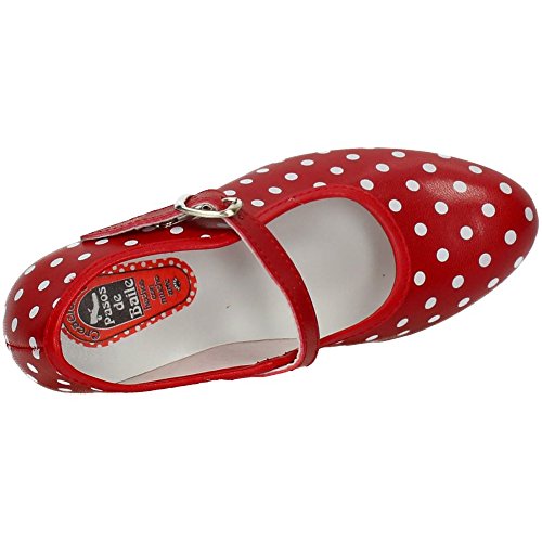 MADE IN SPAIN 17 SEVILLANAS FLAMENCOS NIÑA Zapatos TACÓN Rojo 33