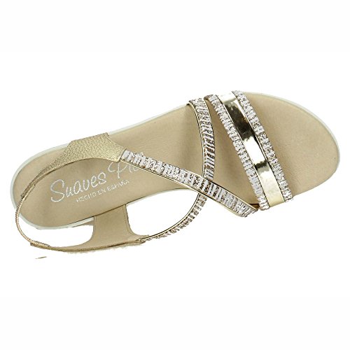 MADE IN SPAIN 937 Sandalias Planta Gel Mujer Sandalias Platino 36