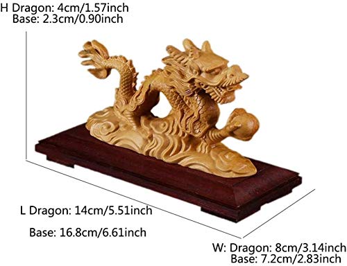 Madera (Color: Madera), Decoración de Dormitorio, Hogar, Oficina, Coche, Figuras clásicas Adorno de boj, Estatua de dragón Feng Shui Escultura de Prosperidad de Riqueza de dragón d