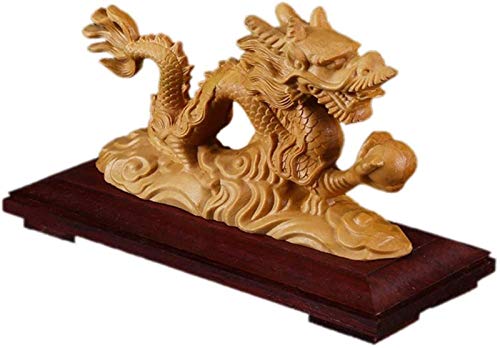 Madera (Color: Madera), Decoración de Dormitorio, Hogar, Oficina, Coche, Figuras clásicas Adorno de boj, Estatua de dragón Feng Shui Escultura de Prosperidad de Riqueza de dragón d
