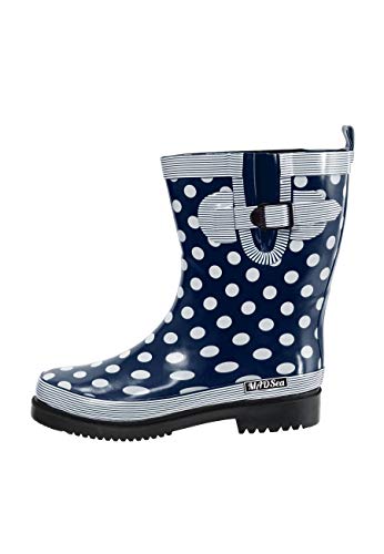 MADSea Ocean Botas de Goma Botas de Agua para Mujer Media Caña Azul Oscuro Lunares Blancos, Tamaño:41 EU
