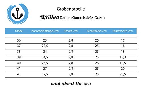 MADSea Ocean Botas de Goma Botas de Agua para Mujer Media Caña Azul Oscuro Lunares Blancos, Tamaño:41 EU