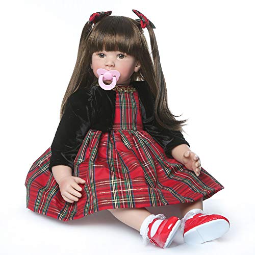 MAIDEDOLL Reborn Muñecas de bebé de Vinilo de Silicona Suave Realista Recién Panda Coat Negro Zapatos de Pantalones Nacido para niños Mayores de 3 años Juguete (60CM)
