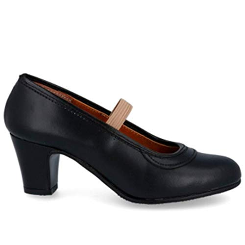 MALACA M-10 Zapatos Flamenca Profesional - Cuero para: NIÑA Color: Negro Talla: 31
