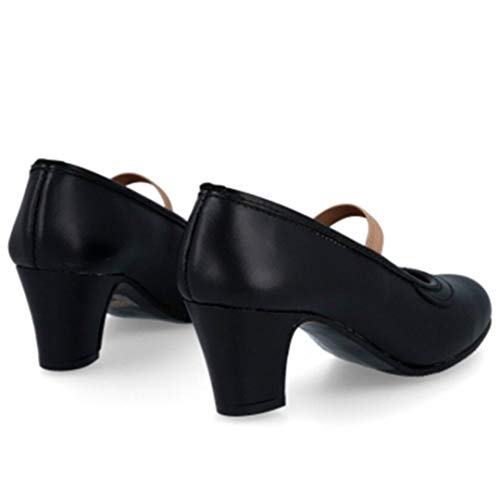 MALACA M-10 Zapatos Flamenca Profesional - Cuero para: NIÑA Color: Negro Talla: 31