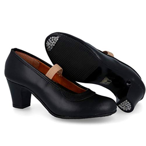 MALACA M-10 Zapatos Flamenca Profesional - Cuero para: NIÑA Color: Negro Talla: 31