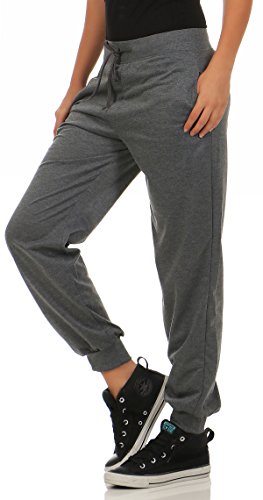 Malito H1206 – Pantalones de chánda lde mujer de diseño clásico | Pantalones de deporte en colores lisos | Bombachos para bailar | Pantalón de entrenamiento gris oscuro XL